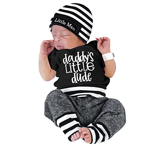 Newborn Infant Baby Clothes Long Sleeve Romper Pants Hat 3PCS Outfits Set 0 belly baby and beyond