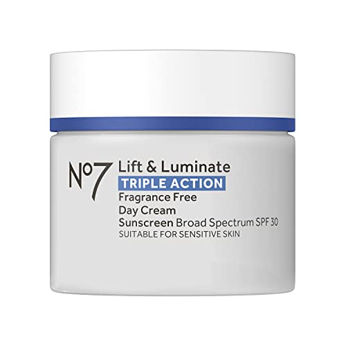 No7 Lift Luminate Triple Action Fragrance Free Day Cream SPF 30 Broad Spectrum Anti Aging Face Cream Hydrating Hibiscus Peptides Hyaluronic Acid Brightening Emblica Vitamin C 169 Fl Oz 0 belly baby and beyond