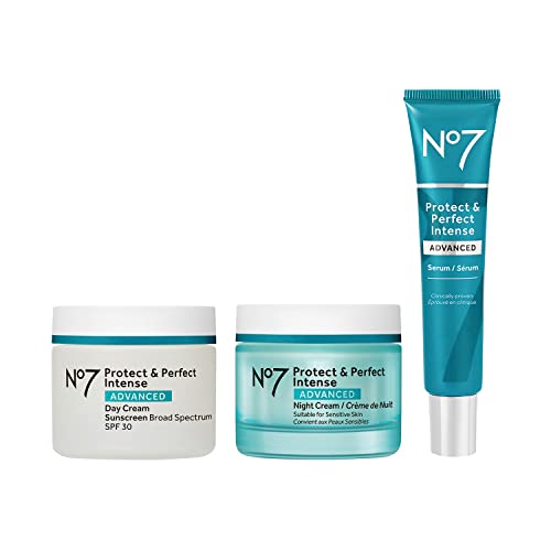 No7 Protect Perfect Intense Advanced Anti Aging Skincare System Day Cream with SPF 30 Hydrating Shea Butter Night Cream Rice Protein Hyaluronic Acid Face Serum Anti Aging 3 Piece Kit 0 belly baby and beyond