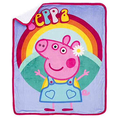 Northwest Peppa Pig Silk Touch Sherpa Throw Blanket 40 x 50 Flower Power 0 belly baby and beyond
