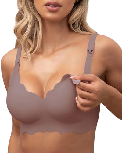 Nursing Bras for Breastfeeding Wavy Seamless Comfort Maternity Bralette Wireless Pregnancy Sleep Bra with Support 0 belly baby and beyond