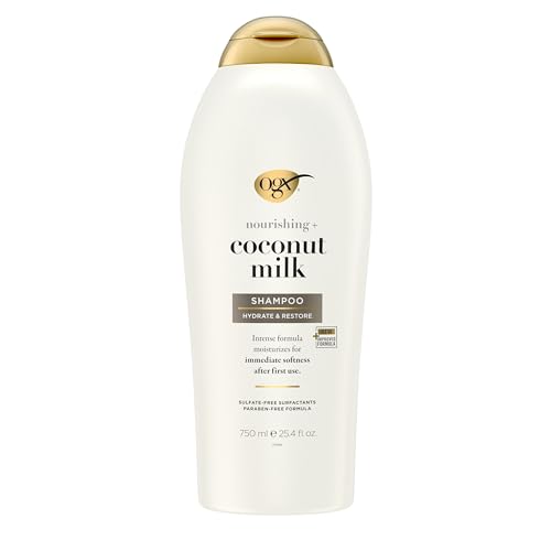 OGX Nourishing Coconut Milk Shampoo Hydrating Restoring Shampoo Moisturizes for Soft Hair After the First Use Paraben Free Sulfate Free Surfactants 254 fl oz 0 belly baby and beyond
