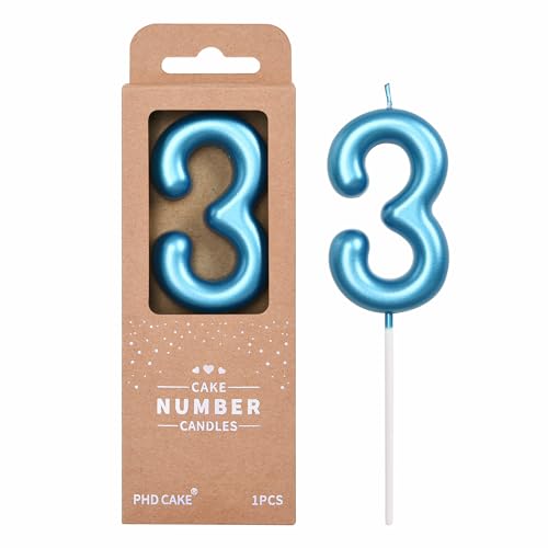 PHD CAKE 276 inch Classical Blue 3 Number Birthday Candles Blue Number Candles Cake Number Candles Party Celebration 0 belly baby and beyond