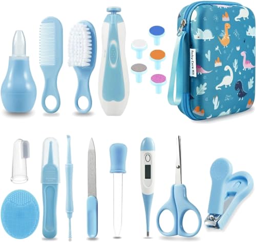 PandaEar Baby Healthcare and Grooming Kit Baby Nursery Health Care Set Electric Safety Nail Trimmer Newborn Essentials Kit for Infant Toddlers Kids 19 in 1 Blue 0 belly baby and beyond