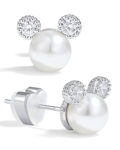 Pearl Earrings for Women Hypoallergenic Sterling Silver Posts Small Mini Mouse Earrings For Girls Jewelry Gift for Women Come with Gift Box 0 belly baby and beyond