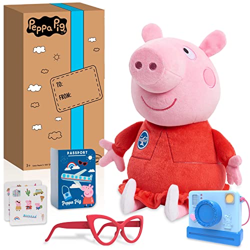 Peppa Pig 135 Inch Tourist Peppa Pig Plushie Stuffed Animal Pig Light Up Camera Kids Toys for Ages 3 Up Amazon Exclusive by Just Play 0 belly baby and beyond