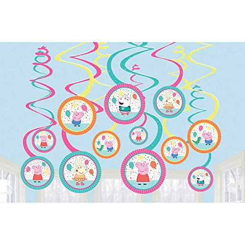 Peppa Pig Confetti Party Spiral Hanging Decorations Pack of 12 Vibrant Foil Cardboard Perfect for Kids Themed Celebrations 0 belly baby and beyond