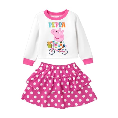 Peppa Pig Girl Skirt Set Long Sleeve Sweatshirt Smocked Skirt Set Birthday Party Outfits 0 belly baby and beyond