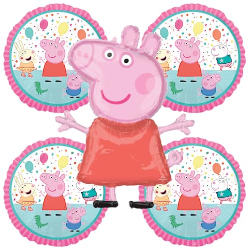Peppa Pig Party Balloons Set Of 5 Balloon Decorations Of Pepa The Pink Pig Character For A Surprise Girls Or Boys Birthday Banner Backdrop Decoration 0 belly baby and beyond