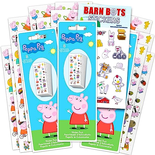 Peppa Pig Party Favors Sticker Set Bundle Includes 24 Sheets of Peppa Pig Stickers Over 300 Stickers Total with Bonus Farm Animal Stickers Peppa Pig Stickers and Party Favors 0 belly baby and beyond