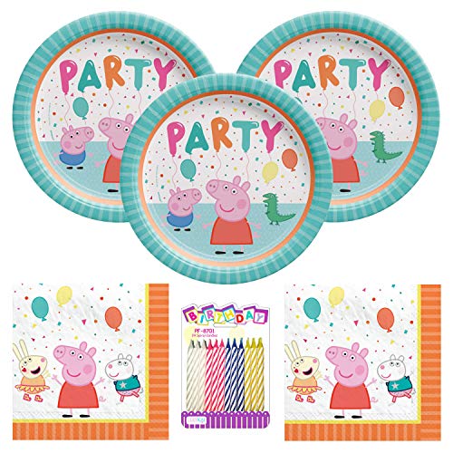 Peppa Pig Party Supplies Pack Serves 16 Dinner Plates and Luncheon Napkins with Birthday Candles Bundle for 16 0 belly baby and beyond