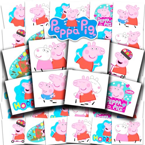 Peppa Pig Tattoos Party Favors Bundle 72 Perforated Individual 2 x 2 Peppa Pig Temporary Tattoos for Kids Boys Girls Peppa Pig Party Supplies MADE IN USA 0 belly baby and beyond