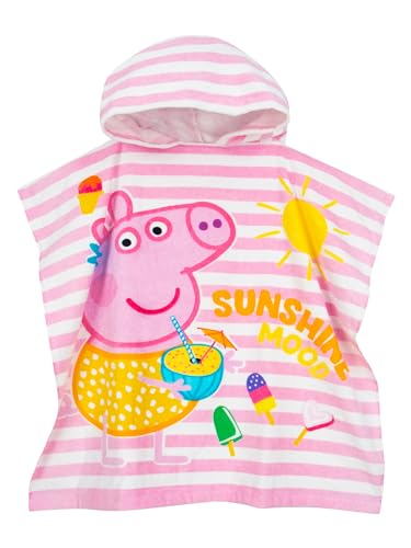 Peppa Pig Towel Poncho Girls Towel Robe with Stripes Hooded Poncho Beach Towels for Kids One Size Pink 0 belly baby and beyond