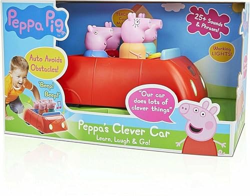 Peppa Pigs Clever Car Interactive Pre School Toy With Lights And Sounds Self Driving Plays Peppa Music And Talks Motorized Vehicle With Collision Avoidance Sensors Red 0 belly baby and beyond