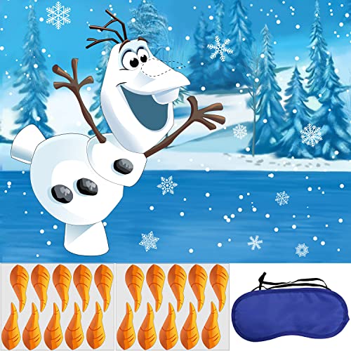 Pin The Nose on The Olaf Game for Kids Christmas Party Game for Kids Olaf Pin Game with 24Pcs Nose Stickers Birthday Party Supplies Activities 0 belly baby and beyond