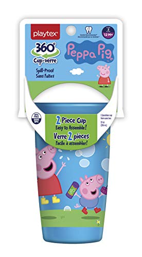 Playtex Sipsters Stage 2 360 Degree Peppa Pig Spill Proof Leak Proof Break Proof Spoutless Cup for Girls 10 Ounce 2 Piece Cup with lid 0 belly baby and beyond
