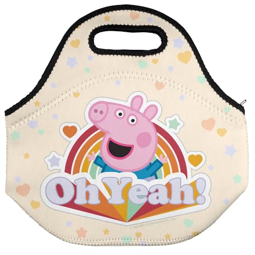 Popfunk Peppa Pig Oh Yeah Soft Neoprene Lunch Bag Lightweight Insulated Reusable for School Work Office 0 belly baby and beyond