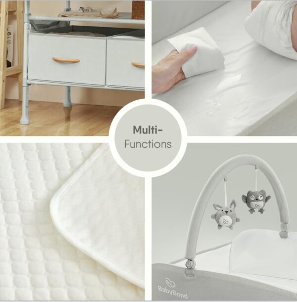 Portable Baby Changing Table with 2 Storage Baskets BabyBond Foldable Changing Table Dresser Waterproof Diaper Changing Table Height Adjustable Changing Station for Infant and NewbornBeige 0 4 belly baby and beyond