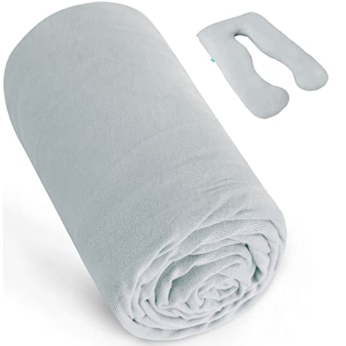 Pregnancy Full Body Pillow Cover U Shaped Pillow not Included Cover only 100 Jersey Knit Cotton Pillowcase Replacement Cover for Maternity Pillow Ultra Soft Gray 0 belly baby and beyond