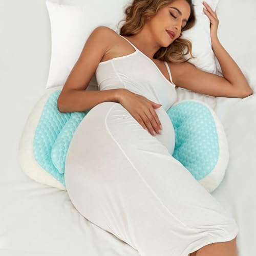 Pregnancy Pillows for Sleeping Portable Maternity Pillow for Side Sleeper Support for Back Belly HIPS for Pregnant Women Adjustable Travel Pregnancy Pillow Green Plush 0 belly baby and beyond