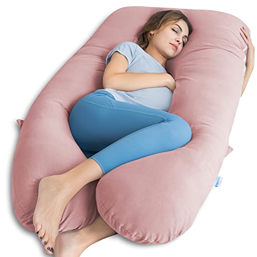 QUEEN ROSE Pregnancy Pillows for Sleeping Cooling U Shaped Body Pillow Maternity Pillow for Pregnant Women with Silky Soft Cover Pink 0 belly baby and beyond