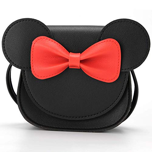QiMing Little Mouse Ear Bow Crossbody PursePU Shoulder Handbag for Kids Girls Toddlers 0 belly baby and beyond