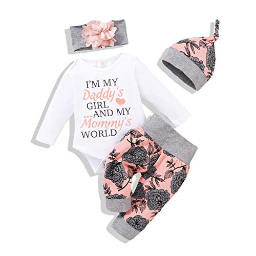 Renotemy Newborn Baby Girl Clothes Outfits Infant Romper Ruffle Floral Pants Cute Toddler Baby Girl Clothes Set 0 belly baby and beyond