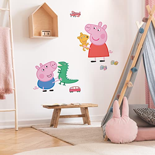 RoomMates Peppa The Pig Peppa and George Playtime Peel And Stick Giant Wall Decals 0 belly baby and beyond