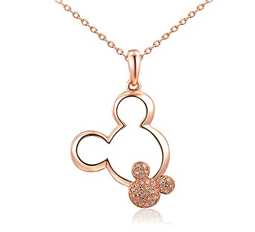 Rose Golden Plated Heart with The Twins Mickey Necklaces for Women Rose 0 belly baby and beyond