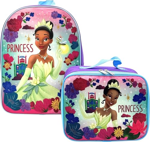 Ruz Disney Kids School Backpack with Lunch Box Set 2 Piece 15 Book Bag and Lunch Box Bundle Princess Tiana Large 0 belly baby and beyond