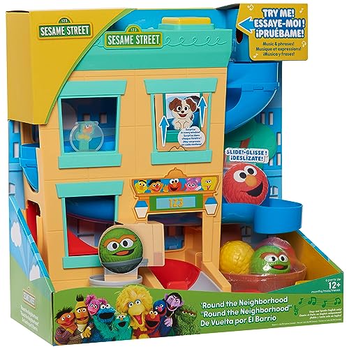 SESAME STREET Round The Neighborhood 4 Piece Ball Drop Playset and Figures Sounds and Phrases Kids Toys for Ages 12 Month by Just Play 0 belly baby and beyond