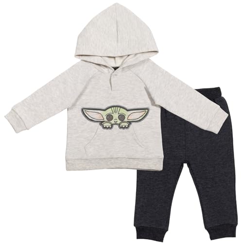 STAR WARS Baby Yoda Fleece Pullover Hoodie and Pants Outfit Set Newborn to Infant 0 belly baby and beyond