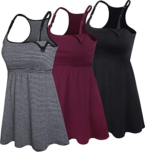 SUIEK Womens Nursing Tank Tops Maternity Cami with Shelf Bra Cotton Breastfeeding Clothes 0 belly baby and beyond