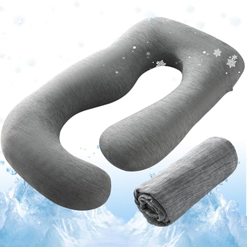 Sasttie Cooling Pregnancy Pillow Cover 57 inch U Shaped Pregnancy Pillow Case Cooling Maternity Pillow Cover Fits 5557 Inch Pregnant Pillow Grey 0 belly baby and beyond