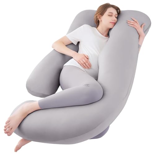 Sasttie Pregnancy Pillows for Sleeping U Shaped Cooling Full Body Pillow Pregnancy Must Haves Maternity Pillow for Pregnant Women Pillow with Removable Cover for Side Sleeper Light Grey 0 belly baby and beyond