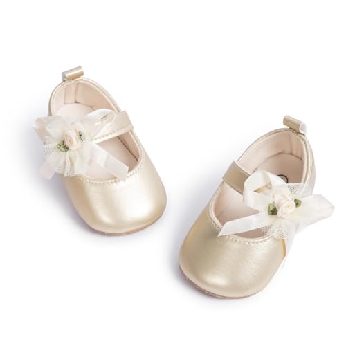 Sawimlgy Baby Girls Mary Jane Sequins Crown Flats PU Leather Wedding Party Princess Ballet Shoe Infant Rubber Sole Prewalker Toddler First Crib Shoes 0 belly baby and beyond