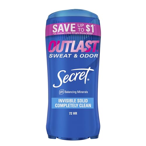 Secret Outlast Antiperspirant and Deodorant for Women Invisible Solid Completely Clean Scent 26 oz Pack of 2 0 belly baby and beyond
