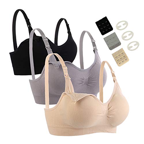 Seitop 3 Pack Nursing Bra for Woman Seamless Breastfeeding Bras 0 belly baby and beyond