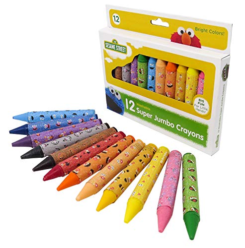 Sesame Street 12 Count Washable Jumbo Crayons For Toddlers and Kids Assorted Colors and Non Toxic Great for Classrooms Beginner Crayons 0 belly baby and beyond