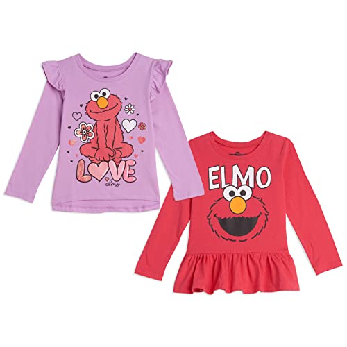 Sesame Street 2 Pack Peplum Long Sleeve T Shirts Infant to Little Kid Sizes 12 Months 6 6X 0 belly baby and beyond