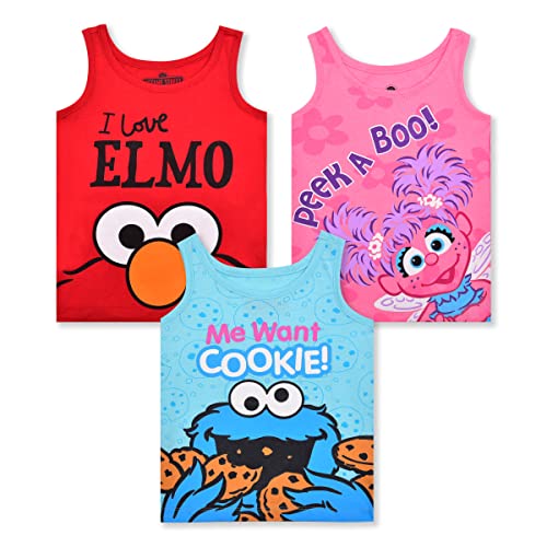 Sesame Street Baby Girls 3 Pack Sleeveless Tank Tops for Infant and Toddler PinkRedBlue 0 belly baby and beyond