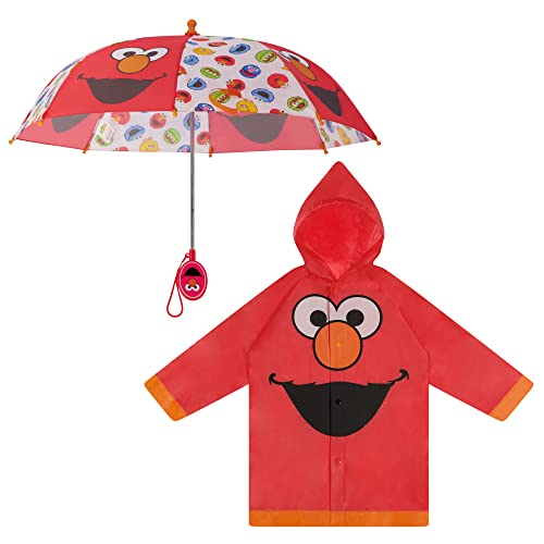 Sesame Street Boys Kids Umbrella and Slicker Elmo Toddler Boy Rain Wear Set For Ages 2 5 0 belly baby and beyond