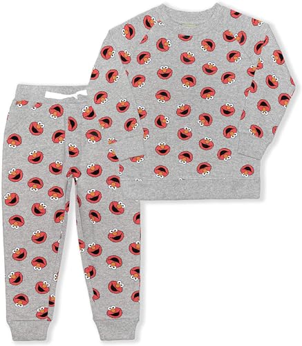 Sesame Street Elmo and Cookie Monster Long Sleeve Shirt and Pants Set for Infant and Toddler GreyBlue 0 belly baby and beyond