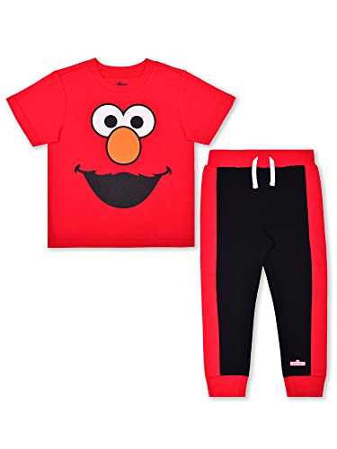 Sesame Street Elmo or Cookie Monster Boys T Shirt and Jogger Set for Infant and Toddler Kids BlueNavy or RedBlack 0 belly baby and beyond