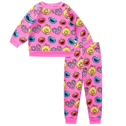 Sesame Street Girls Elmo Cookie Monster Big Bird and Abby Cadabby Long Sleeve Shirt and Joggers Set for Infant and Toddler 0 belly baby and beyond