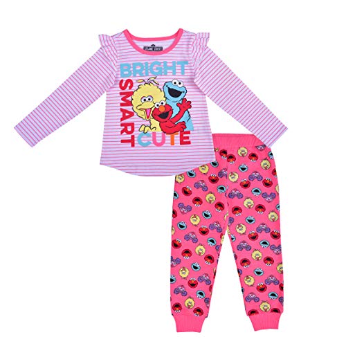 Sesame Street Girls Long Sleeve Shirt and Jogger Pant Set for Baby Toddlers and Little Kids Pink 0 belly baby and beyond