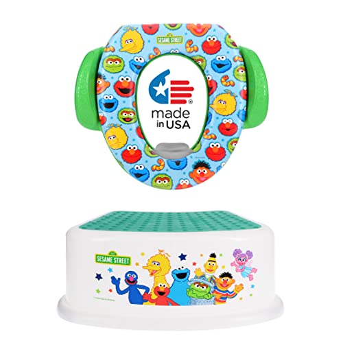 Sesame Street Sesame Squad 2 Piece Essential Potty Training Set Soft Potty Seat Step Stool 0 belly baby and beyond