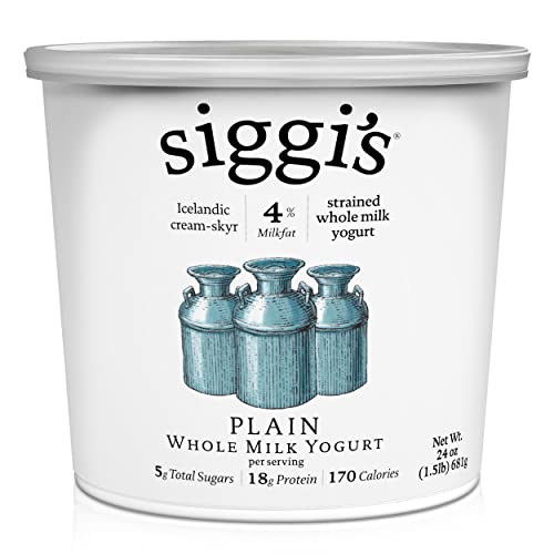 Siggis Icelandic Strained Whole Milk Yogurt Plain 24 OZ Thick Protein Rich Yogurt Snack 0 belly baby and beyond