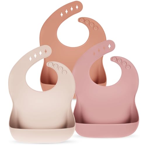 Silicone Bibs for Babies Toddler Girls Set of 3 Soft Adjustable Baby Bibs for Eating BPA Free Waterproof Bibs for Baby Feeding Essentials Baby Gifts 0 belly baby and beyond