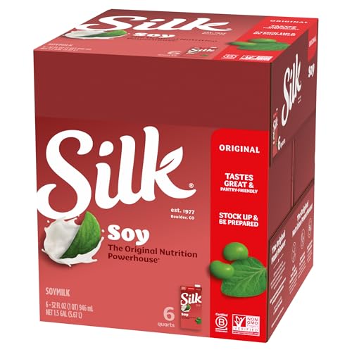 Silk Shelf Stable Soy Milk Original Dairy Free Vegan Non GMO Project Verified 32 Fl Oz Pack of 6 0 belly baby and beyond
